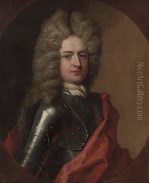 Portrait Of An Officer, Traditionally Identified As John Churchill Oil Painting by Sir Godfrey Kneller