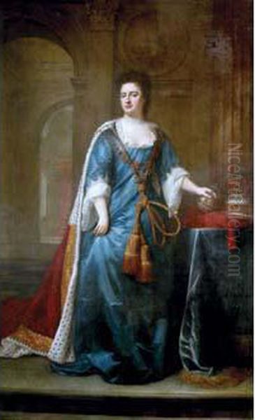 Portrait D'anne Stuart, Reine D'angleterre Et D'irlande En Manteau D'apparat Oil Painting by Sir Godfrey Kneller