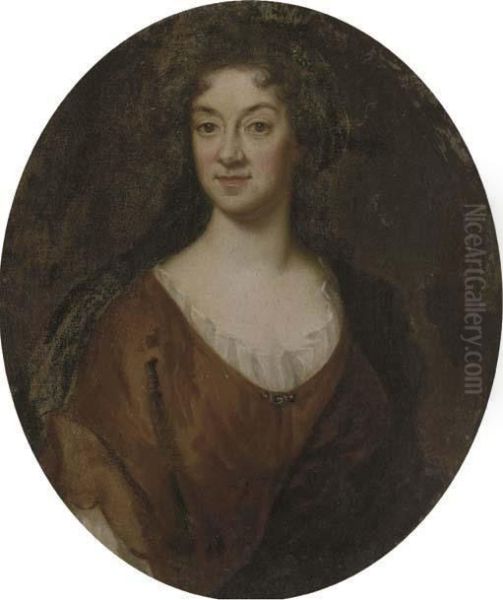 Portrait Of A Lady, Bust-length, In A Brown Dress Oil Painting by Sir Godfrey Kneller