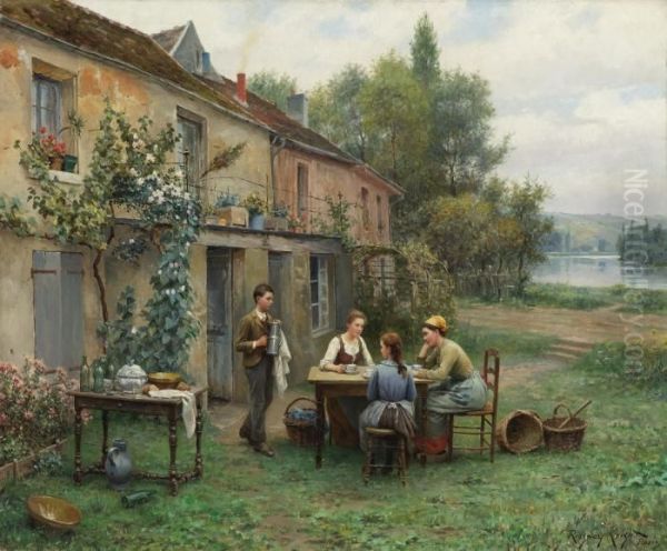 Coffee In The Garden by Daniel Ridgway Knight