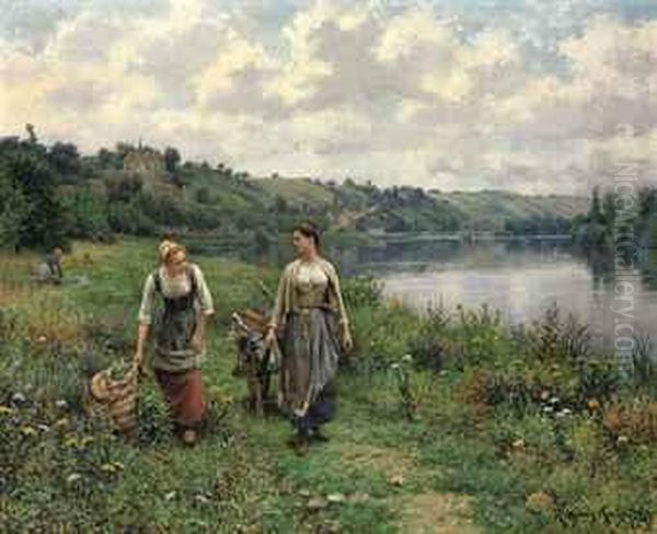 La Seine A Vernon Oil Painting by Daniel Ridgway Knight