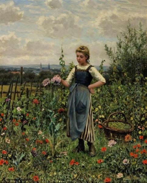 A Pause From The Day's Chores Oil Painting by Daniel Ridgway Knight