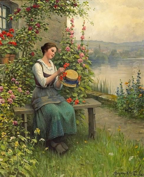 Trimming Her Sunday Hat Oil Painting by Daniel Ridgway Knight