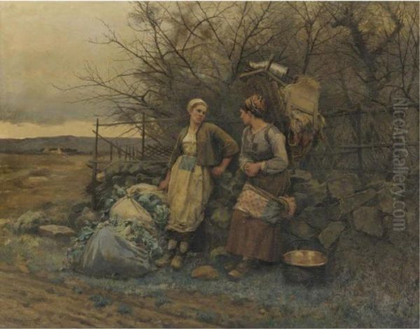 Maidens Waiting Oil Painting by Daniel Ridgway Knight