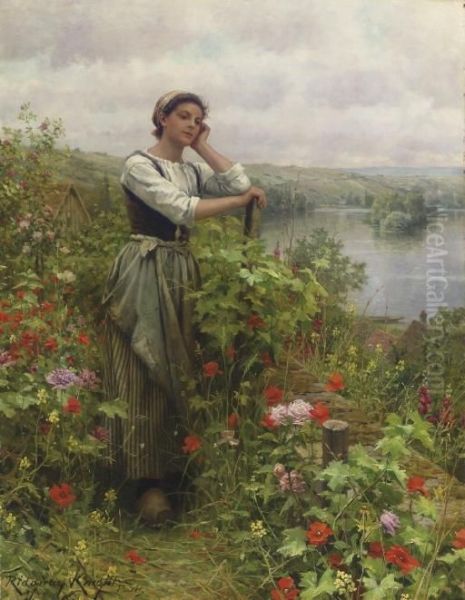 A Pensive Moment Oil Painting by Daniel Ridgway Knight