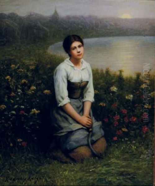 Peasant Girl, Picardy Oil Painting by Daniel Ridgway Knight