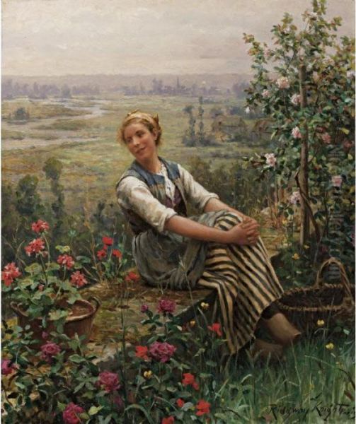 Woman At Rest Oil Painting by Daniel Ridgway Knight