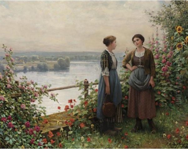 Sur La Terrasse Oil Painting by Daniel Ridgway Knight