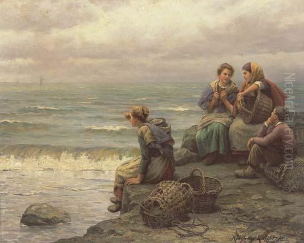 Awaiting The Return Of The Fishing Fleet Oil Painting by Daniel Ridgway Knight