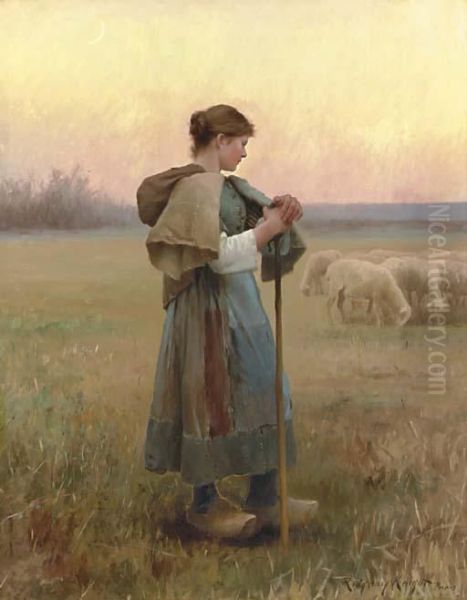 The Young Shepherdess Oil Painting by Daniel Ridgway Knight