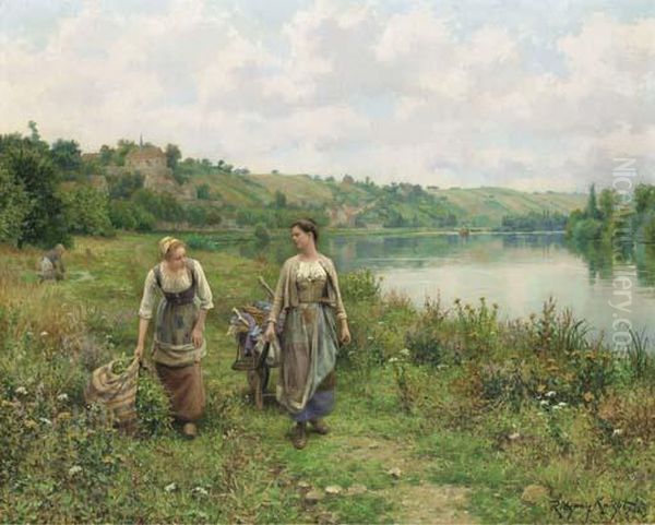 La Seine A Vernon Oil Painting by Daniel Ridgway Knight