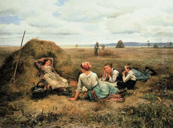 The Harvesters Resting Oil Painting by Daniel Ridgway Knight