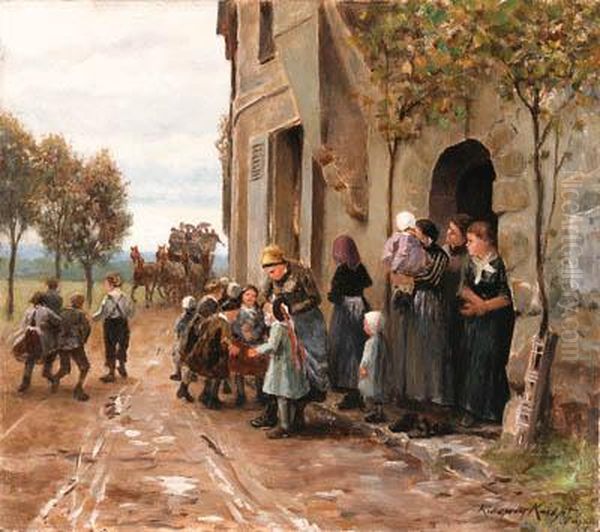 Leaving School Oil Painting by Daniel Ridgway Knight