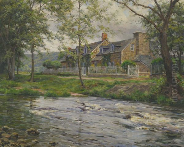 Home By A Stream Oil Painting by Louis Aston Knight