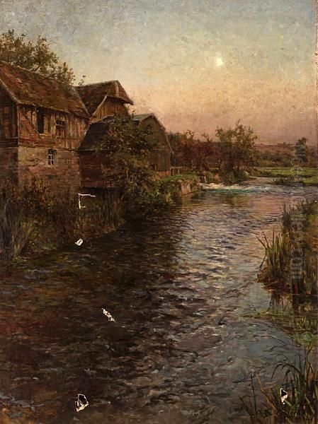 Mill In Moonlight Oil Painting by Louis Aston Knight