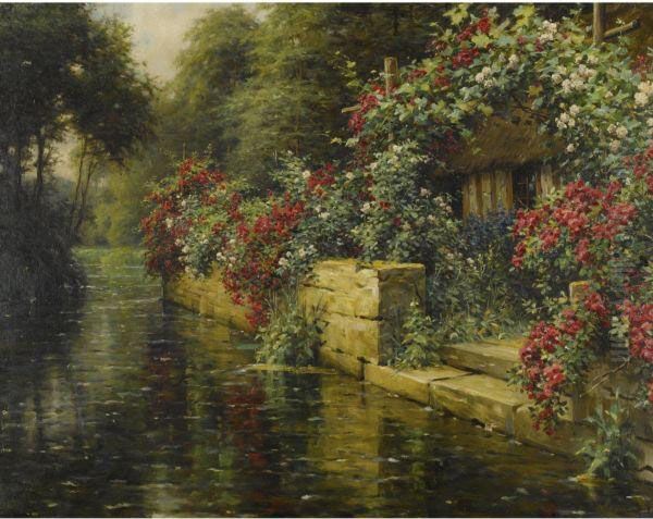 Rambling Roses On A River Landing Oil Painting by Louis Aston Knight