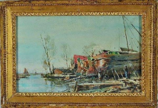 chantier En Hollande Oil Painting by Louis Aston Knight