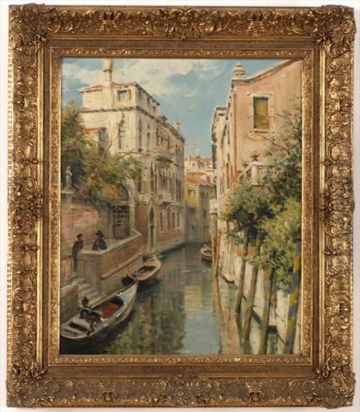 Venetian Coastal Scene Oil Painting by Louis Aston Knight