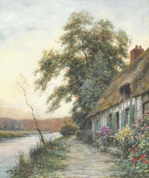 Cottage By A Stream Oil Painting by Louis Aston Knight