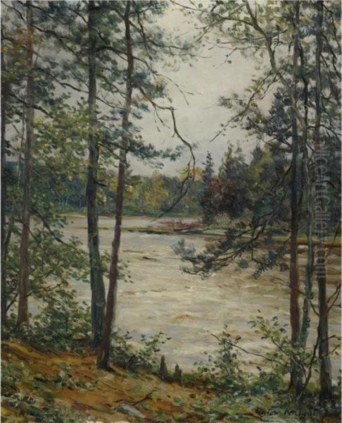 A View Of The Miramichi River Oil Painting by Louis Aston Knight