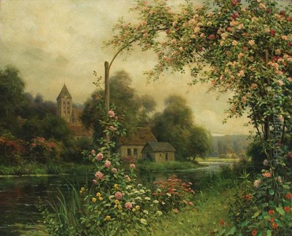 Flowers Along The River Oil Painting by Louis Aston Knight