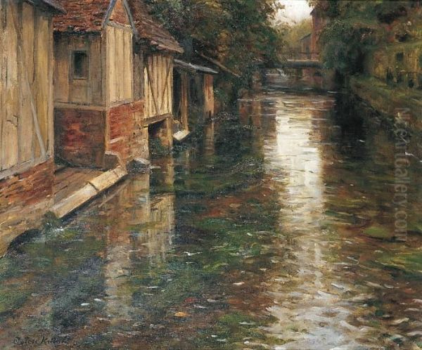 Les Lavoirs Au Bord De Leau Oil Painting by Louis Aston Knight