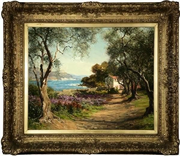 A Garden On The Riviera (cap Ferrat) Oil Painting by Louis Aston Knight