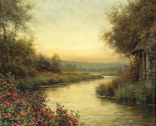 A Tranquil River Landscape Oil Painting by Louis Aston Knight