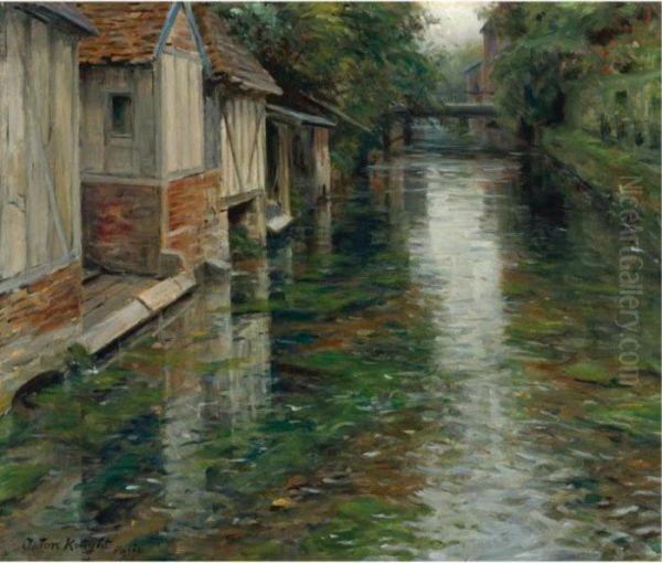 The Wash House On The Canal Oil Painting by Louis Aston Knight