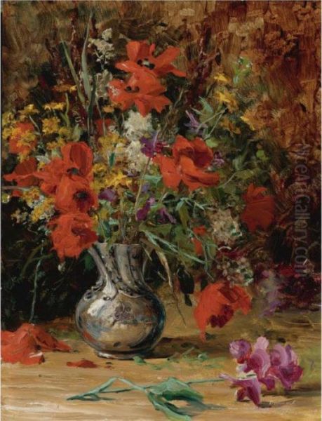 A Bouquet Of Flowers Oil Painting by Louis Aston Knight