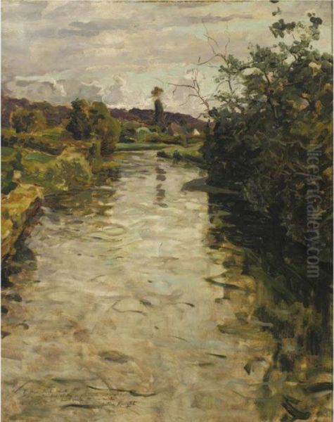 River Landscape Oil Painting by Louis Aston Knight