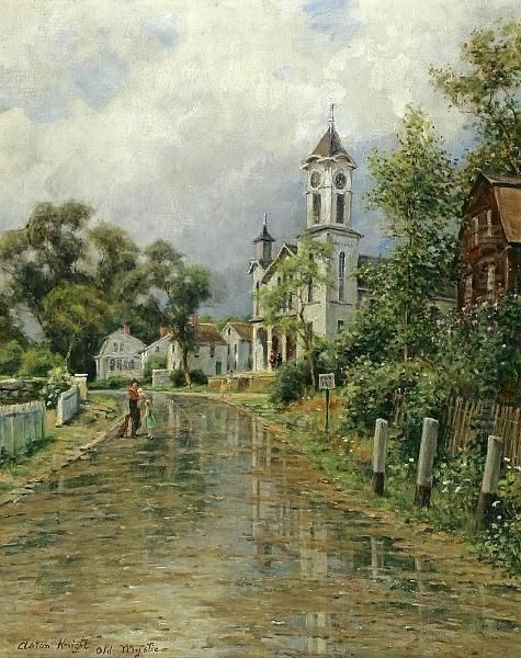 View Of Old Mystic, Connecticut Oil Painting by Louis Aston Knight