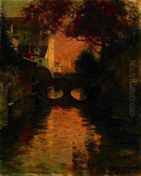 Canale Con Case by Louis Aston Knight