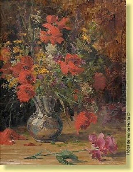 Vase Garni De Fleurs Des Champs Oil Painting by Louis Aston Knight