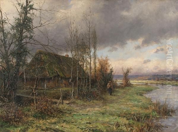 Cottage On A River Oil Painting by Louis Aston Knight