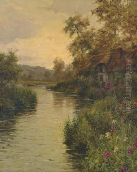 River At Sunset, Normandy Oil Painting by Louis Aston Knight