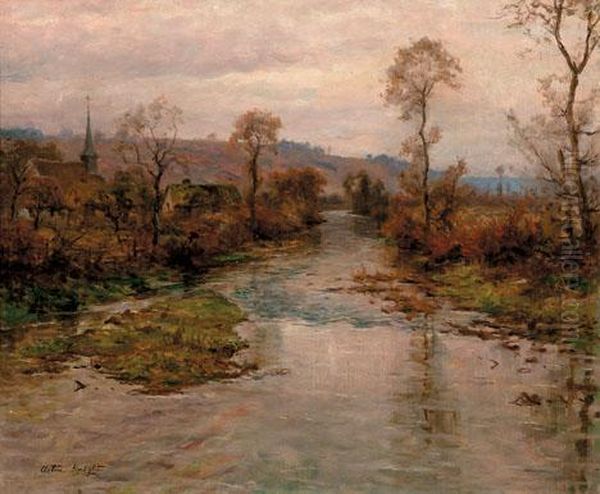 Village By A River Oil Painting by Louis Aston Knight