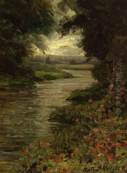 Flowers On The Riverbank Oil Painting by Louis Aston Knight