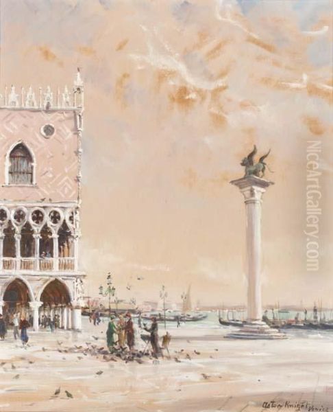 The Lion Of St. Mark, Venice Oil Painting by Louis Aston Knight