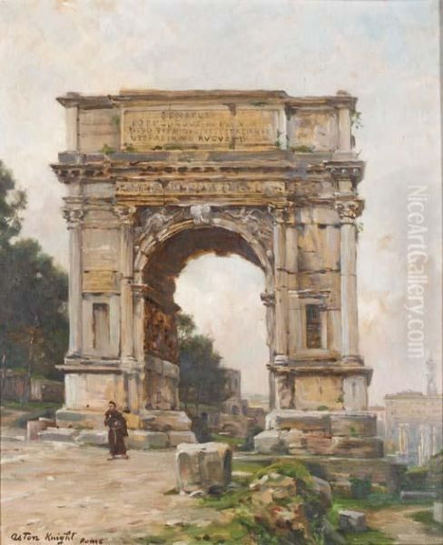 Arch Of Titus (the Forum), Rome Oil Painting by Louis Aston Knight