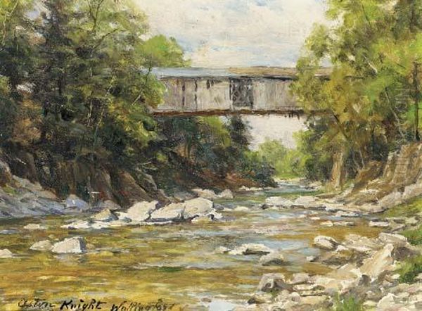 Covered Bridge - Wallingford, Connecticut Oil Painting by Louis Aston Knight