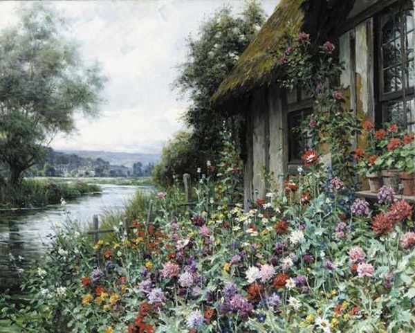 A Cottage In Spring, Normandy Oil Painting by Louis Aston Knight