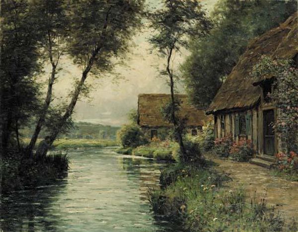 An Afternoon's Fishing, Normandy Oil Painting by Louis Aston Knight