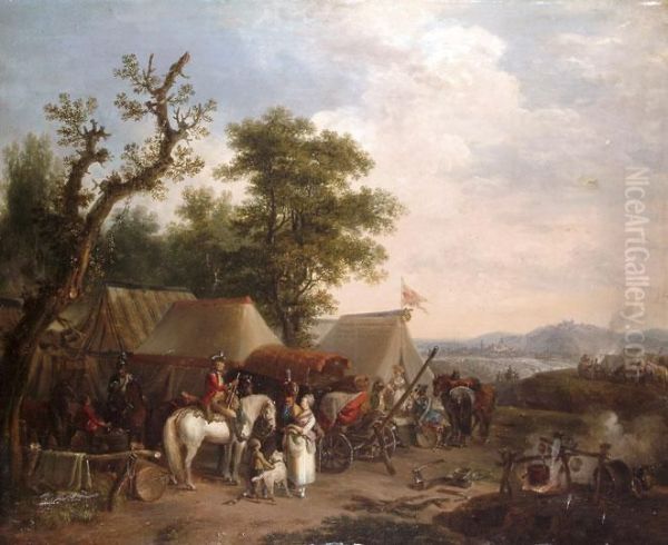 Taborozo Katonak Oil Painting by Ferdinand Kobell