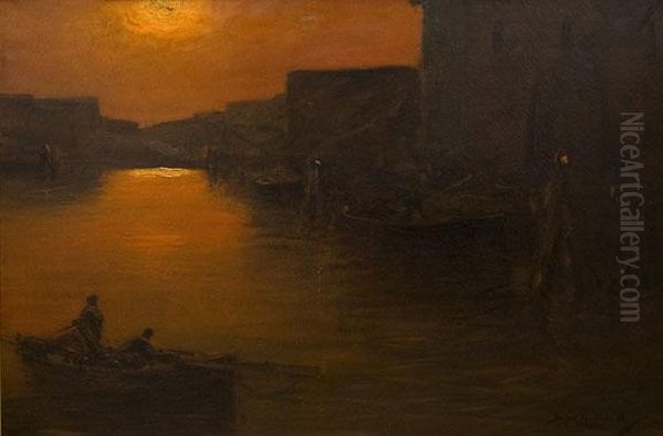 Atardecer En El Canal Oil Painting by Stephen Koek Koek