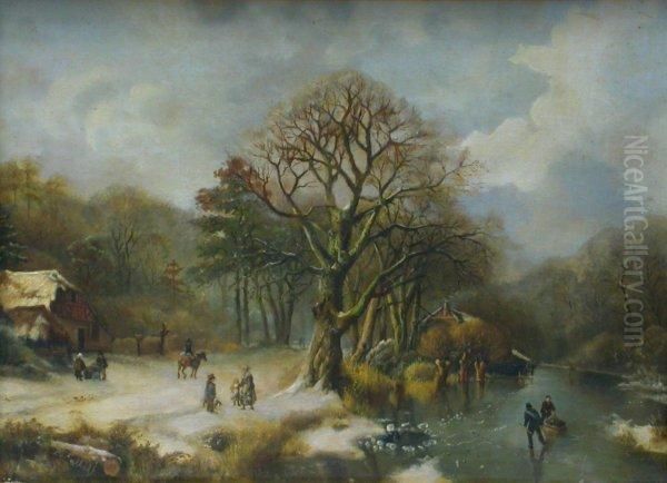 Winterwaldlandschafto Oil Painting by Barend Cornelis Koekkoek