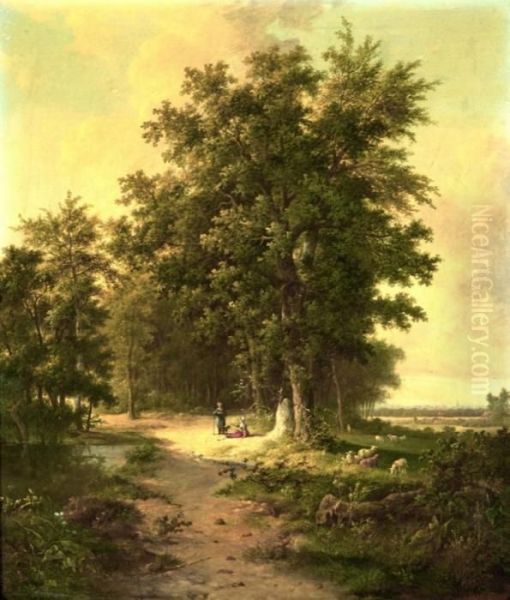 Landscape Near Schevening Oil Painting by Barend Cornelis Koekkoek