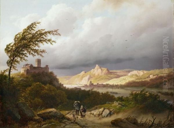 Gewitterlandschaft Am Rhein Oil Painting by Barend Cornelis Koekkoek