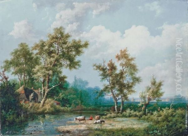 Sommerlandschaft Oil Painting by Barend Cornelis Koekkoek