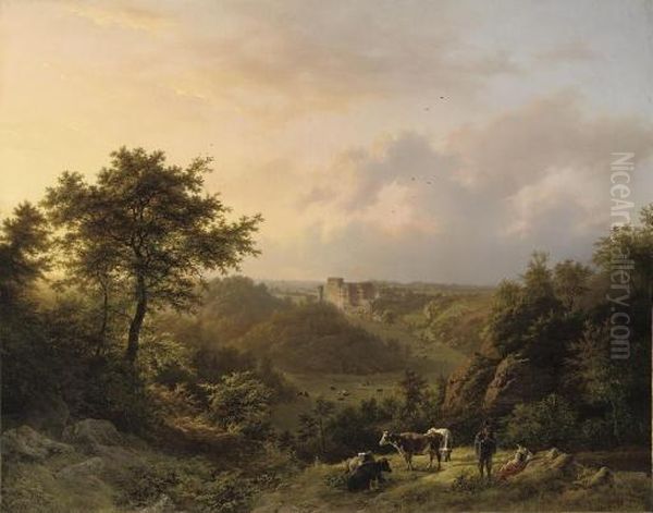 Paysage Montagneux Dans Le 
Grand-duche De Luxembourg: The Stronghold Hollenfels, Luxembourg Oil Painting by Barend Cornelis Koekkoek